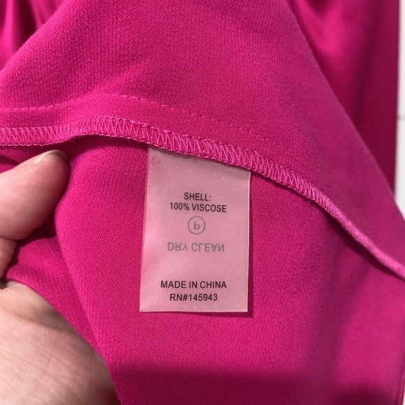 Chelsea Walker Size 2 North Wrap Dress Hot Pink V Neck Puff Sleeves Tie Waist - Picture 8 of 9